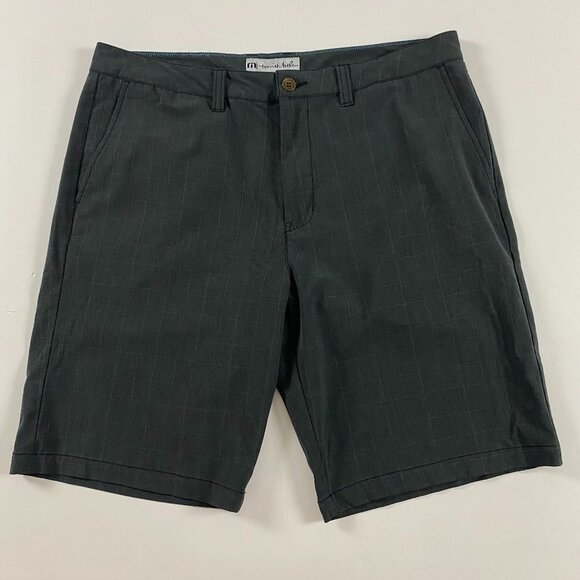 Travis Mathew Other - Travis Mathew Shorts Mens Size 36 Golf Stretch Flat Front Dark Gray Windowpane